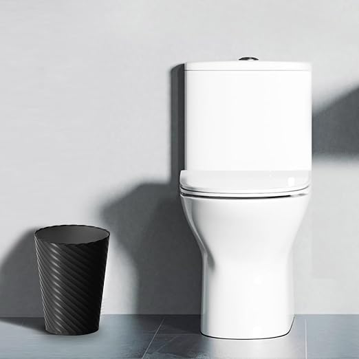 Bathroom Trash Can, 8 Pack 1.8 Gallons Small Trash Can with Trash Bags, Bathroom Garbage Can, Plastic Trash Bin, Round Waste Basket for Living Room, Bedroom, Office, Kitchen, Compact Space (Black) - Image 2
