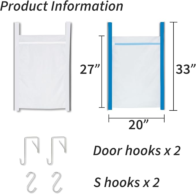 Over Door Large Mesh Laundry Hamper Bag, 2 Pcs Washable Laundry Basket for Bedroom/Dorm/Bathroom - Image 3