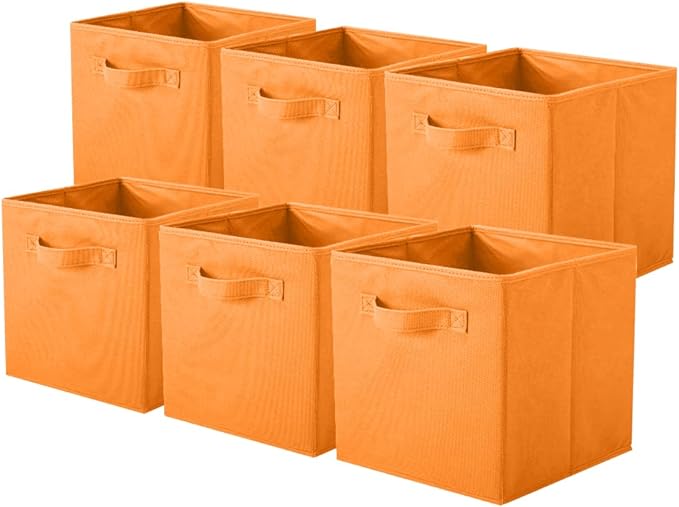ShellKingdom Foldable Fabric Storage Cubes and Cloth Organizer Drawer for Closet and Toys, 6 Pack (Orange) by ShellKingdom