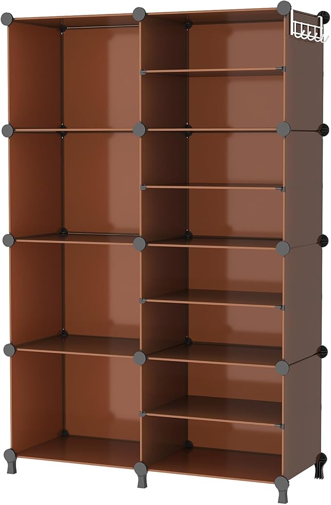 AWTATOS Closet Organizer 8 Cube Storage Shelves Clothes Organizers Closet Storage Stackable Cubby Shelving for Closet Bedroom Living Room Office Cocoa Brown by AWTATOS