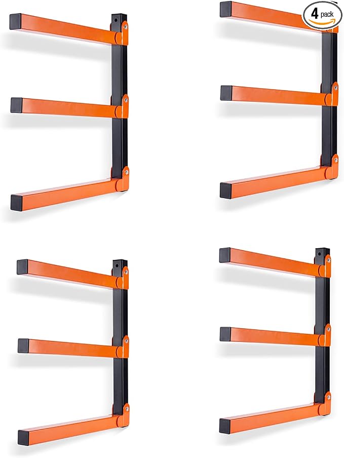 Ultrawall Wall Mount Wood Organizer and Lumber Storage Metal Rack with 3-Level - Indoor & Outdoor Use, 4 Pack by UltrawallGarageToolsOrganizer
