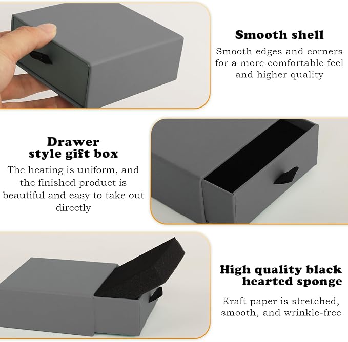 Nsmykhg Jewelry Gift Box Velvet-Lined,12 Pack Compact Drawer Style for Earrings & Rings, Necklace & Bracelet Organizer, 3.93x3.93x1.65 Inches, Stackable Elegant Jewelry Display & Storage Box (Grey) - Image 3