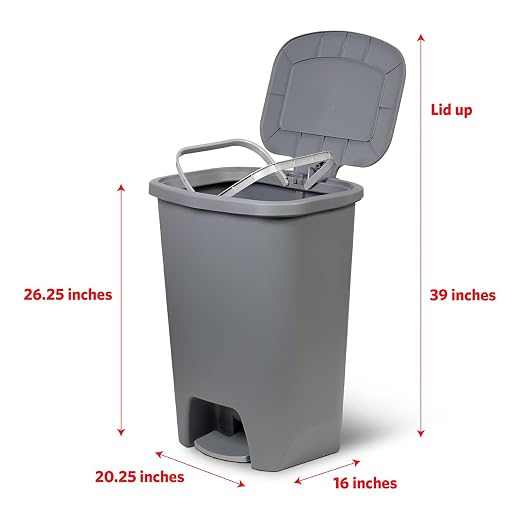 Glad Kitchen Trash Can | Large Plastic Waste Bin with Odor Protection of Lid | Hands Free with Step On Foot Pedal and Garbage Bag Rings, 20 Gallon, Grey - Image 2