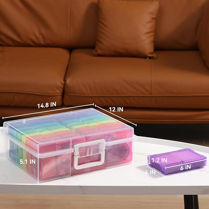 novelinks Transparent 4" x 6" Photo Cases and Clear Craft Keeper with Handle, 16 Inner Photo Organizers & Photo Storage Box, Plastic Photo Storage Containers (Color - 2Pack) - Image 2
