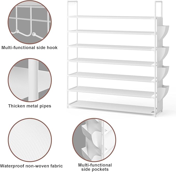 OYREL Shoe Rack 7 Tier Shoe Organizer Shoe Storage 28-35Pairs Shoe Rack for Closet Shoe Rack Organizer Entryway Shoe Holder Space Saving Shoe Shelf Shoe Stand Large Tall Shoe Tower Garage - Image 7