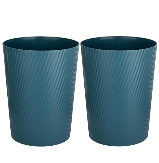 UUJOLY Small Trash Can Wastebasket Garbage Can Container Bins for Bathrooms, Laundry Room, Kitchens, Offices, Kids Rooms, Dorms (Bluish Green, 2 Pack) by UUJOLY