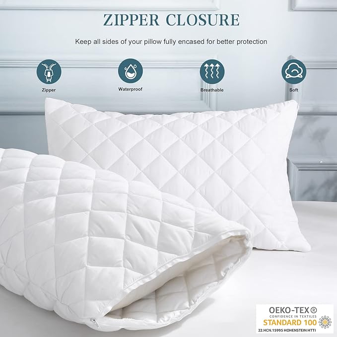 UNILIBRA Waterproof Pillow Protector Quilted Standard Size(21"X27")