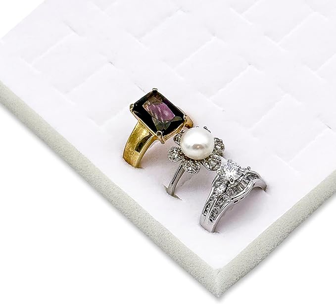 TheDisplayGuys For Your Modern Living 2-Pack 72-Ring Holders Velvet Foam Padding Jewelry Inserts - Tray/Case Liners - Retail Display, Storage (White) by The Display Guys - Image 7