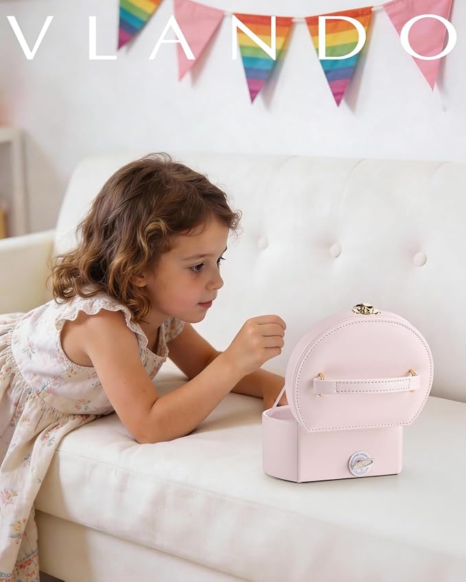 Vlando Musical Jewelry Box for Girls - Valentines Day Gifts for Daughter Kids - Birthday for Girls Ages 4 5 6 7 8-12 Year Old - Kid Music Box with Ballerina for Birthday Bedroom Decor - Light Pink - Image 2