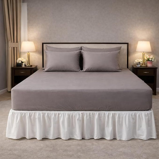 100% Cotton Single Layer Mattress Cover King Size, Elastic Mattress Cover, Stretches Up to 16 Inches Deep, Cozy, Absorbent, Easy to Replace, Machine Washable (6 Colors) (Brown, King)