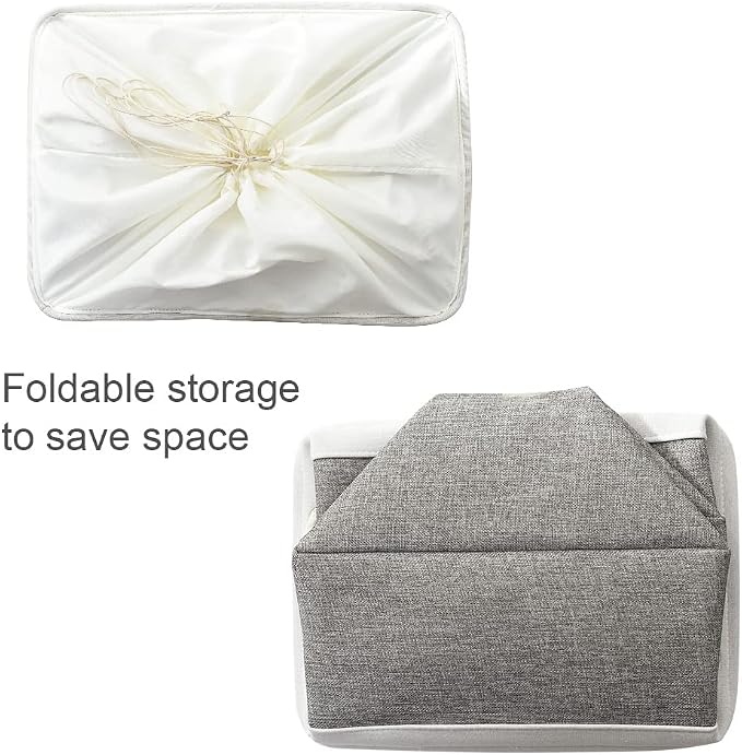 TheWarmHome Storage Baskets for Organizing, X Large - 3 Pack 17.7L×13.8W×9.8H in Foldable Storage Bins for Shelves, Fabric Storage Box for Closet Nursery Toy Gift (White & Grey) - Image 7