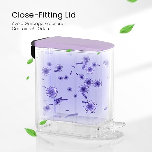 Cesun Small Bathroom Trash Can with Lid Soft Close, Step Pedal, 6 Liter / 1.6 Gallon Stainless Steel Garbage Can with Removable Inner Bucket, Anti-Fingerprint Finish (Purple) - Image 8