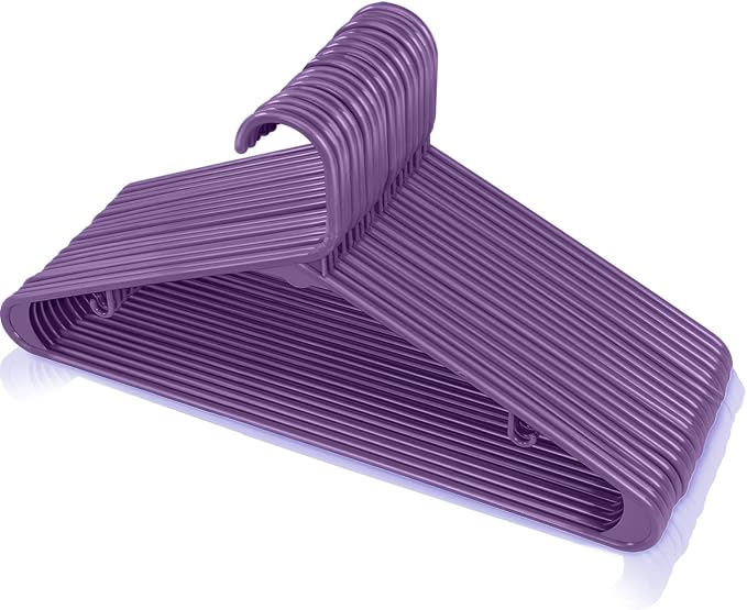 Utopia Home Plastic Hangers 200 Pack - Clothes Hanger with Hooks - Durable & Space Saving Coat Hanger - Heavy Duty Purple Hangers - Skirt Hangers - Image 5