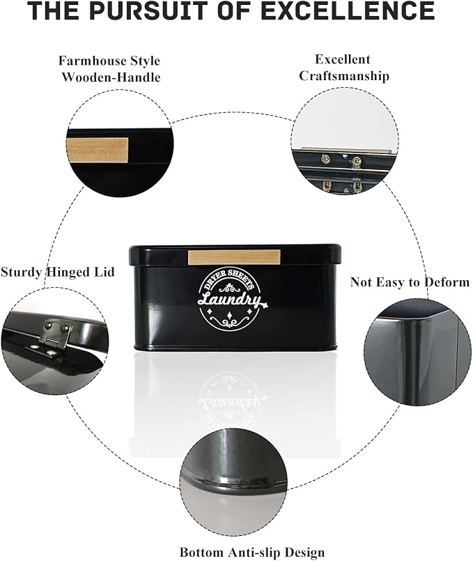 SACREDAY Dryer Sheet Holder Container for Laundry Room Organization, Farmhouse Laundry Organization and Storage, Metal Dryer Sheet Dispenser for Laundry Room Decor (Black) - Image 5