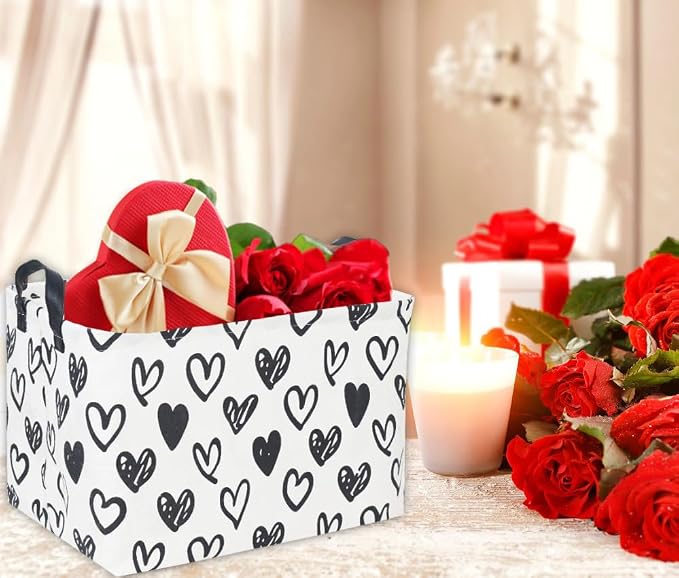 Rectangular Kids Basket,Heart Basket,Cute Storage Bin Toy Organizer Box Love Room Decor for Home(Line heart ) - Image 4