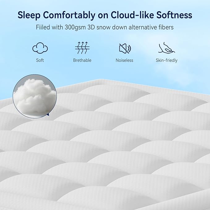 ELEMUSE Dual Layer 4 Inch Memory Foam Mattress Topper Twin Size, 2 Inch Cooling Gel Memory Foam and 2 Inch Soft Pillow Top Mattress Pad for Back Pain Relief