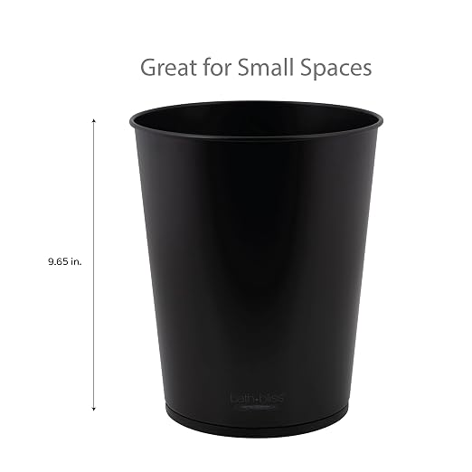 Bath Bliss 5 Liter Small Wastebasket | Round Open Top | Trash Can | Bathroom | Bedroom | Kitchen | Office | Dorm | Disposal Waste Bin | Garbage | Matte Black - Image 4