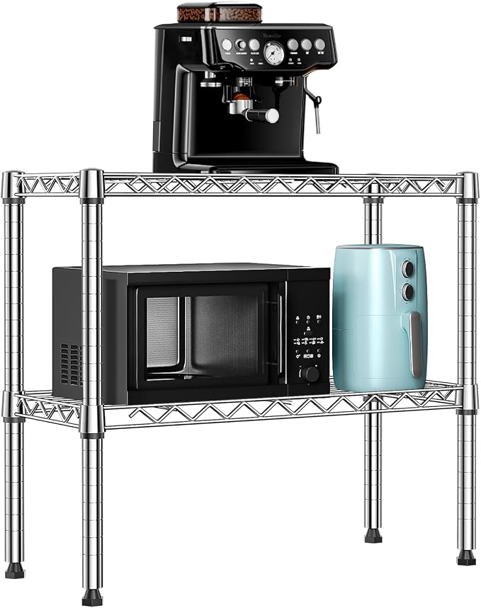 MZG 220 lbs 2 Tier Storage Rack Metal Wire Shelving Unit, Storage Standing Household Shelf Organizer for Laundry Bathroom Kitchen Pantry Closet Garage Utility Room, Chrome 11.8" D x 27.6" W x 23.4" H by MEIGAOPLASTICANDMETALHKCOLIMITED