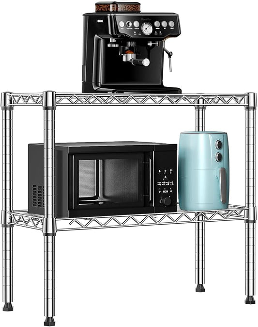 MZG 220 lbs 2 Tier Storage Rack Metal Wire Shelving Unit, Storage Standing Household Shelf Organizer for Laundry Bathroom Kitchen Pantry Closet Garage Utility Room, Chrome 11.8" D x 27.6" W x 23.4" H by MEIGAOPLASTICANDMETALHKCOLIMITED