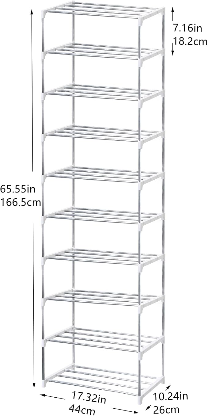 Jucaifu Stackable Small Shoe Rack, Entryway, Hallway and Closet Space Saving Storage and Organization (10-Tier, White) - Image 3