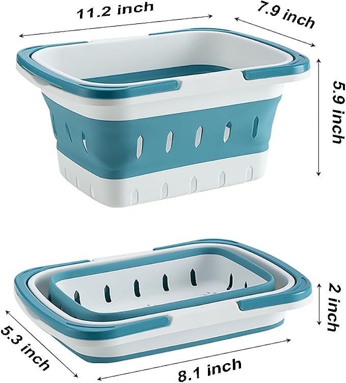 Plastic Caddy for Cleaning Supplies Products, Storage Collapsible Basket with Handles, Box Organizer Bin for Bathroom, Kitchen, College Dorm,Gym (Blue 1 pack) - Image 2