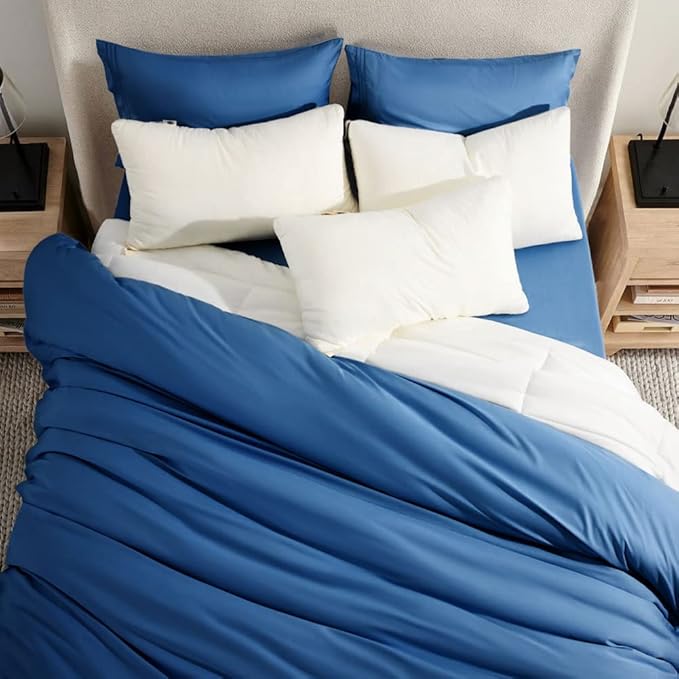 SONORO KATE Bed Sheet Set Super Soft Microfiber 1800 Thread Count Luxury Egyptian Sheets 16-Inch Deep Pocket Wrinkle and Hypoallergenic-4 Piece(Queen, Navy Blue)