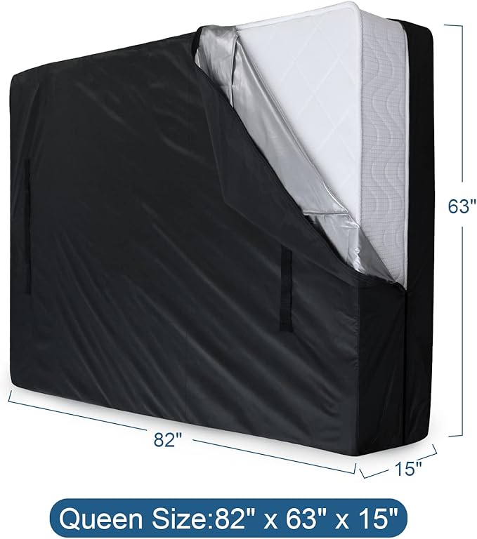 Mattress Bags for Moving and Storage Queen Size, Waterproof Mattress Protector Mattress Cover with Heavy Duty Handles, Strong Zipper, Reusable Thick Moving Supplies & Moving Bags, Black