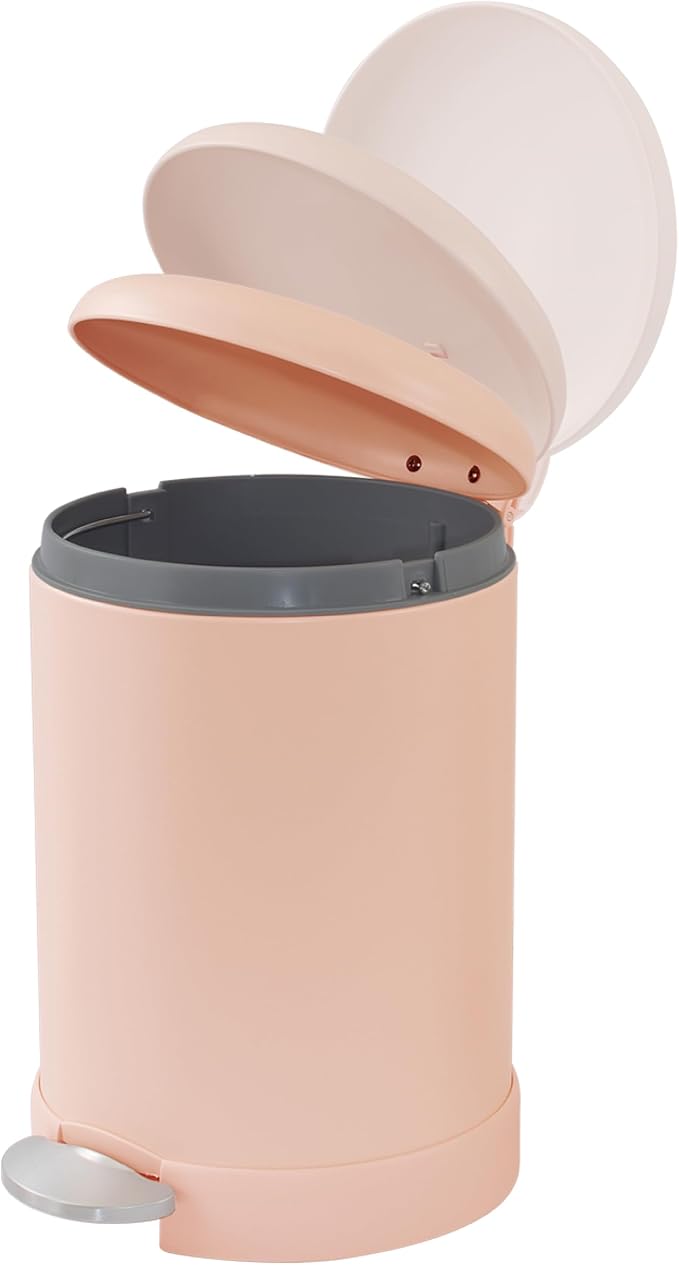 Glad Small Trash Can, 1.2 Gallon | Round Stainless Steel Garbage Bin with Soft Close Lid & Step Foot Pedal | Metal Waste Basket with Removable Inner Bucket, Rust - Image 4