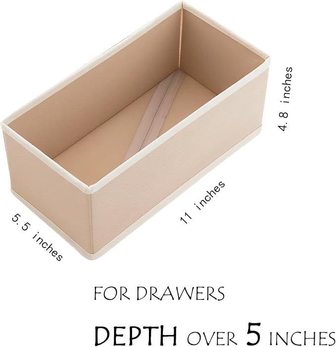 Small Drawer Organizer Clothes 3 Pack Khaki, 11' Socks and Underwear Fabric Storage Bins, Wardrobe Closet Dresser Drawer Dividers for Bra Baby Clothes - Image 2