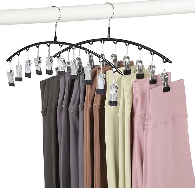 Legging Hangers for Closet Organizer, Hat Hangers for Closet 2 Pack with 10 Clips Holds 20 Leggings, Legging Hanger, Pants Storage Organizer Suitable for Socks, Panties, Underwear, Pants - Image 8