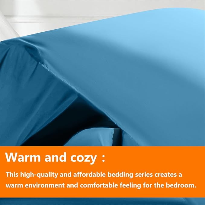 TAIMIT Teal Twin Size Comforter Set - 5 Pieces, Bed in a Bag Bedding Sets with All Season Soft Quilted Warm Fluffy Reversible Comforter,Flat Sheet,Fitted Sheet,1 Pillow Shams,1 Pillowcases