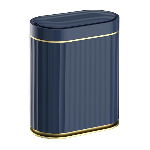 ELPHECO 2 Gallon Sensor Trash Can - 7.5L Waterproof Motion Sensor Trash Can, Automatic Bathroom Trash Bin, Slim Garbage Can, Bathroom, Office, Bedroom, Midnight Blue by ELPHECOUSA