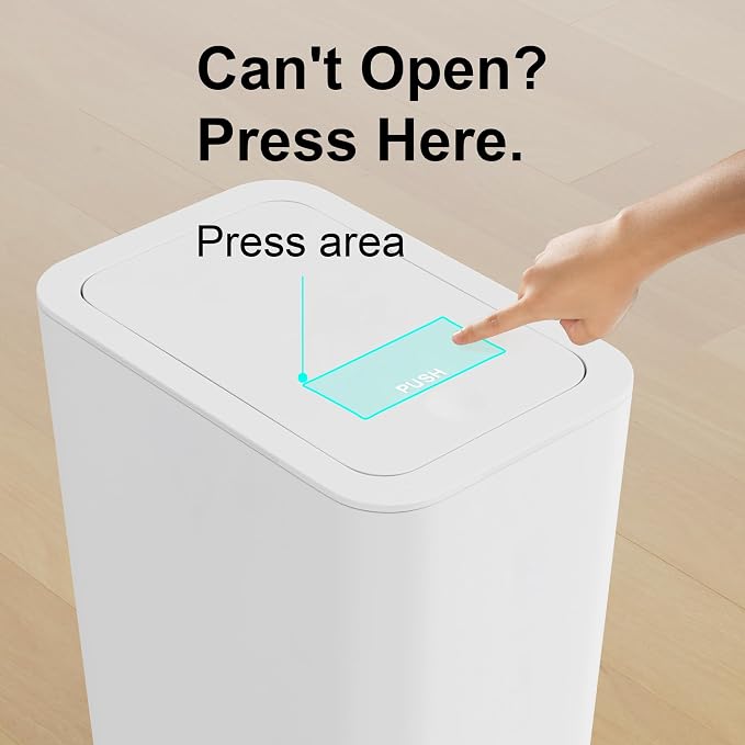 N. NETDOT 3 Pack (2 of 4 Gal & 1 of 2.6 Gal) Small Trash Can with Lid,Bathroom Garbage Can with Pop-Up Lid,Waste Basket for Bathroom,Kitchen,Bedroom,Powder Room,Craft Room,Office,College (Off White) - Image 7