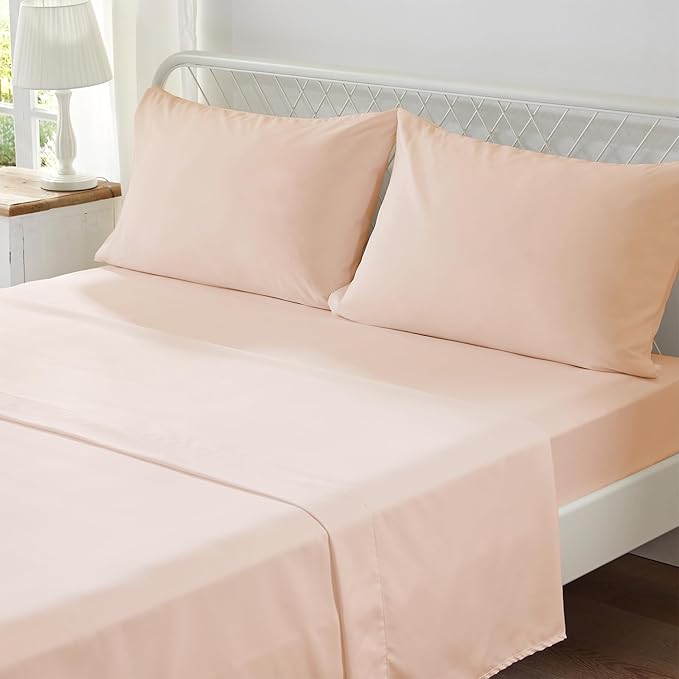 Zzlpp Full Comforter Set 7 Pieces, Pink Seersucker Bed in a Bag with Comforter and Sheets, All Season Bedding Sets with 1 Comforter, 2 Pillow Shams, 2 Pillowcases, 1 Flat Sheet, 1 Fitted Sheet