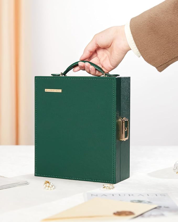 Enthralite Large Travel Jewelry Case: Portable Necklace Box with Mirror - PU Leather & Velvet Lined Jewelry Organizer for Ring Earring Bangle Bracelets Watch - Birthday Gift for Her - Image 9