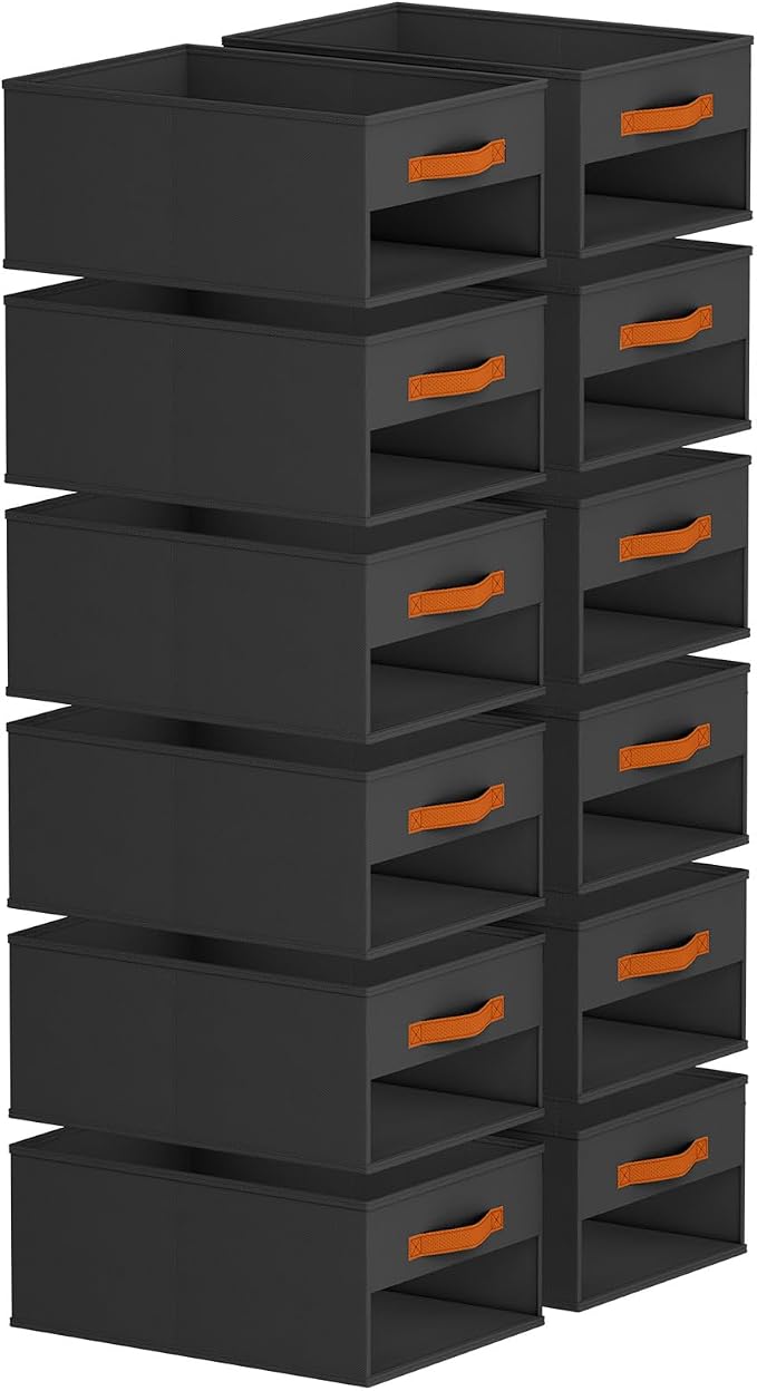 Homsorout Drawer Organizers and Storage - 12 Pack Foldable Pants Organizer with Clear Window & Handles, Fabric Closet Organizer for Clothes, Jeans, Sweaters, Towels, T-shirt, Scarf (Black) - Image 9