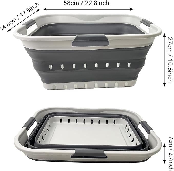 SAMMART 42L (11 gallon) Collapsible Plastic Laundry Basket - Foldable Pop Up Storage Container/Organizer - Space Saving Hamper/Basket (1, Grey/Steel Grey) - Image 5