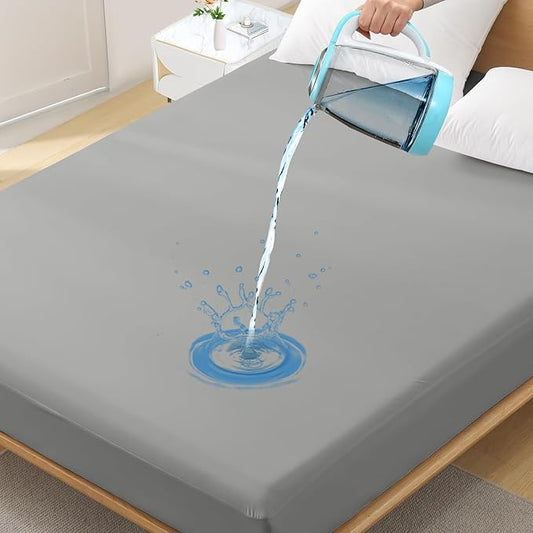 Twin Waterproof Mattress Protector - Noiseless, Breathable, Machine Washable Fitted Mattress Cover with Deep Pockets up to 5”-21”（Dark Grey）
