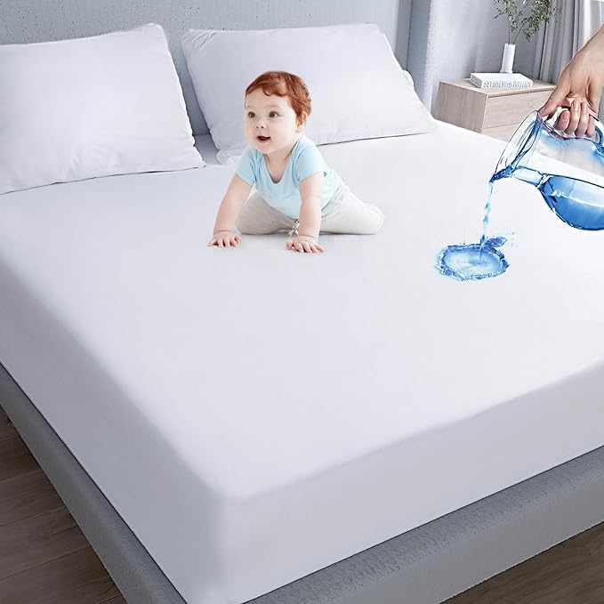 Moonsea Waterproof Mattress Protector Twin Extra Long (XL),Mattress Cover, Smooth Top Mattress Protector for Kids, Breathable Skin Friendly and Noiseless Fitted Sheet,Polyester