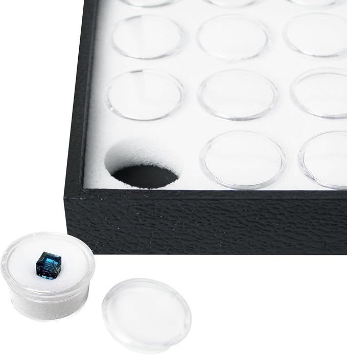 MOOCA Glass Top Jewelry Display Case with Removable 50 Gem Jars, Removable Liner, Ring, Earring Diamond Showcase, Gem Box, Jewelry Organizer, Leatherette-Wrapped Case - Image 6