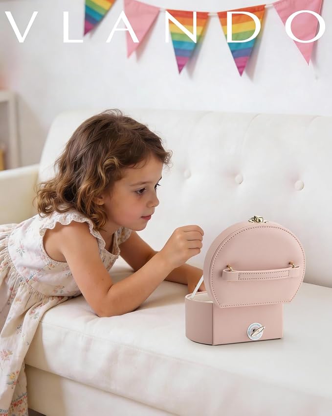 Vlando Musical Jewelry Box for Girls, Small Kid Music Box with Ballerina for Birthday Bedroom Decor, Gifts for Girls Kids - Pink - Image 7