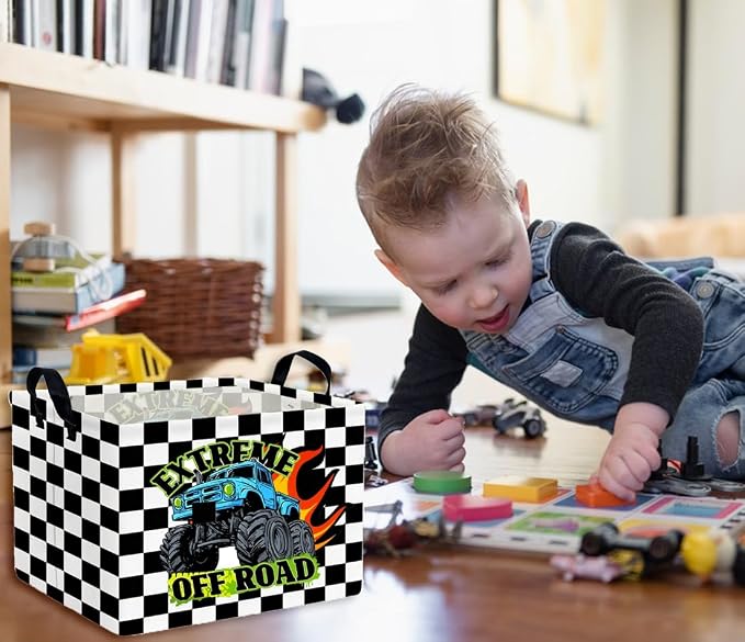 Rectangle Kids Baskets Car Basket Cute Storage Bin Organizer Boys Box for Room Decor Gift Basket(Racing car) - Image 3