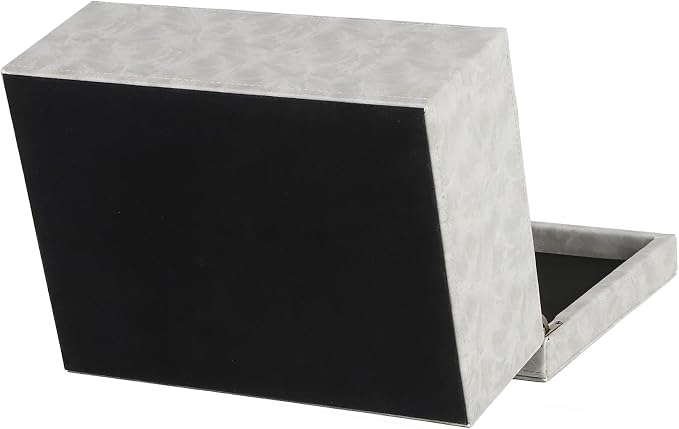 HofferRuffer Faux Leather Decorative Box, Large Wooden Structure Keepsake Box Accessory Organizer Jewelry Organizer with Hinged Lid, Storage Container for Home or Office (Grey) - Image 9