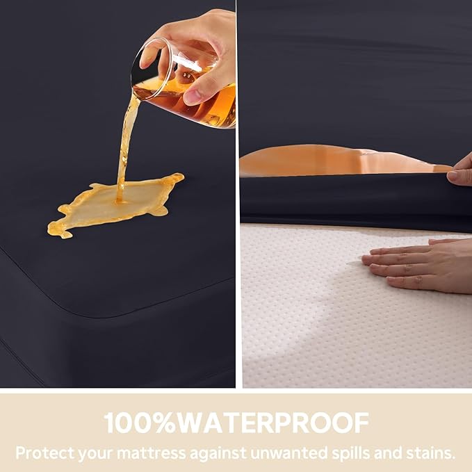 Twin XL Mattress Protector Waterproof (12”-16”Depth) – Premium Zippered Mattress Encasement Bed Cover, Noiseless Breathable Machine Washable Six-Sided Mattress Cover for Bed, Black