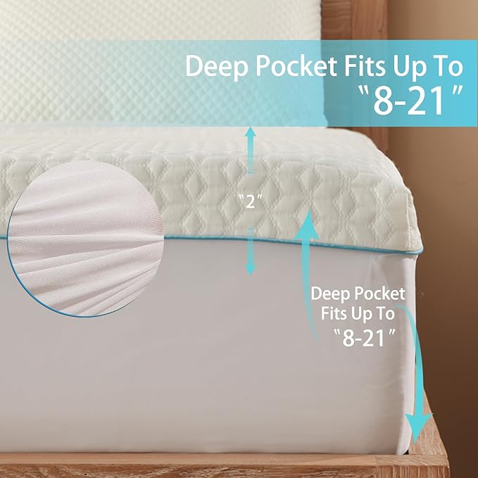 BedTreat Waterproof Mattress Protector Mattress Cover Full Size Bed Cooling Mattress Protector White Mattress Pad Breathable Noiseless Washable Bed Mattress Cover 3D Air Fabric