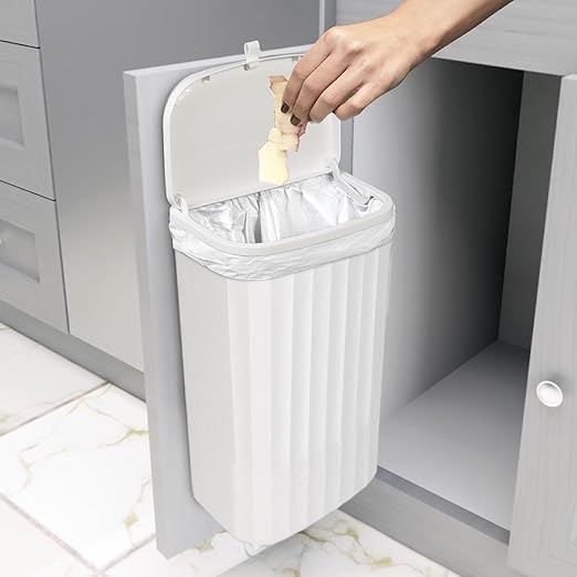 Glad Roomate Under Counter Waste Bin | Space Saving Small Trash Can for Kitchen Cabinet, Bathroom or Office | Dual Lid for Ease of Opening, 12 Liter, White - Image 6