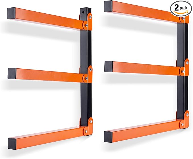 Ultrawall Wall Mount Wood Organizer and Lumber Storage Metal Rack with 3-Level - Indoor & Outdoor Use, 2 Pack by UltrawallGarageToolsOrganizer