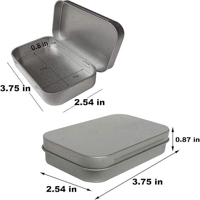 Hulless Small Hinged Tin Box Metal Tins Storage Containers Portable Craft Organizer for Home Storage to pills, candies, herbs, planting seed, nail art etc, Silver 6Pcs - Image 2
