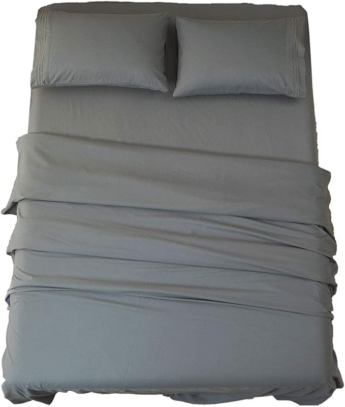 SONORO KATE Bed Sheet Set Super Soft Microfiber 1800 Thread Count Luxury Egyptian Sheets 18-Inch Deep Pocket Wrinkle and Hypoallergenic-4 Piece(California King Dark Grey)