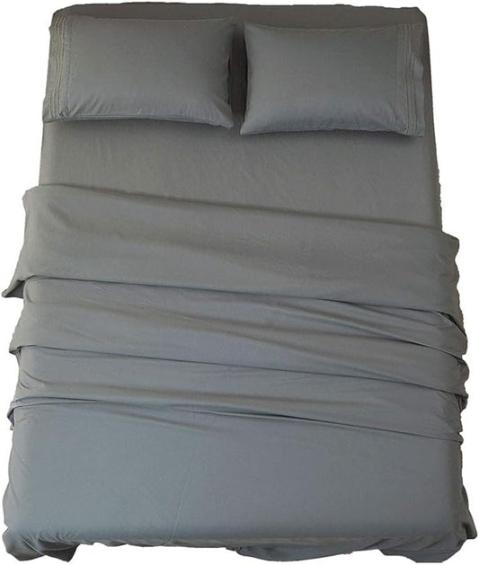 SONORO KATE Bed Sheet Set Super Soft Microfiber 1800 Thread Count Luxury Egyptian Sheets 18-Inch Deep Pocket Wrinkle and Hypoallergenic-3 Piece(Twin XL Dark Grey)